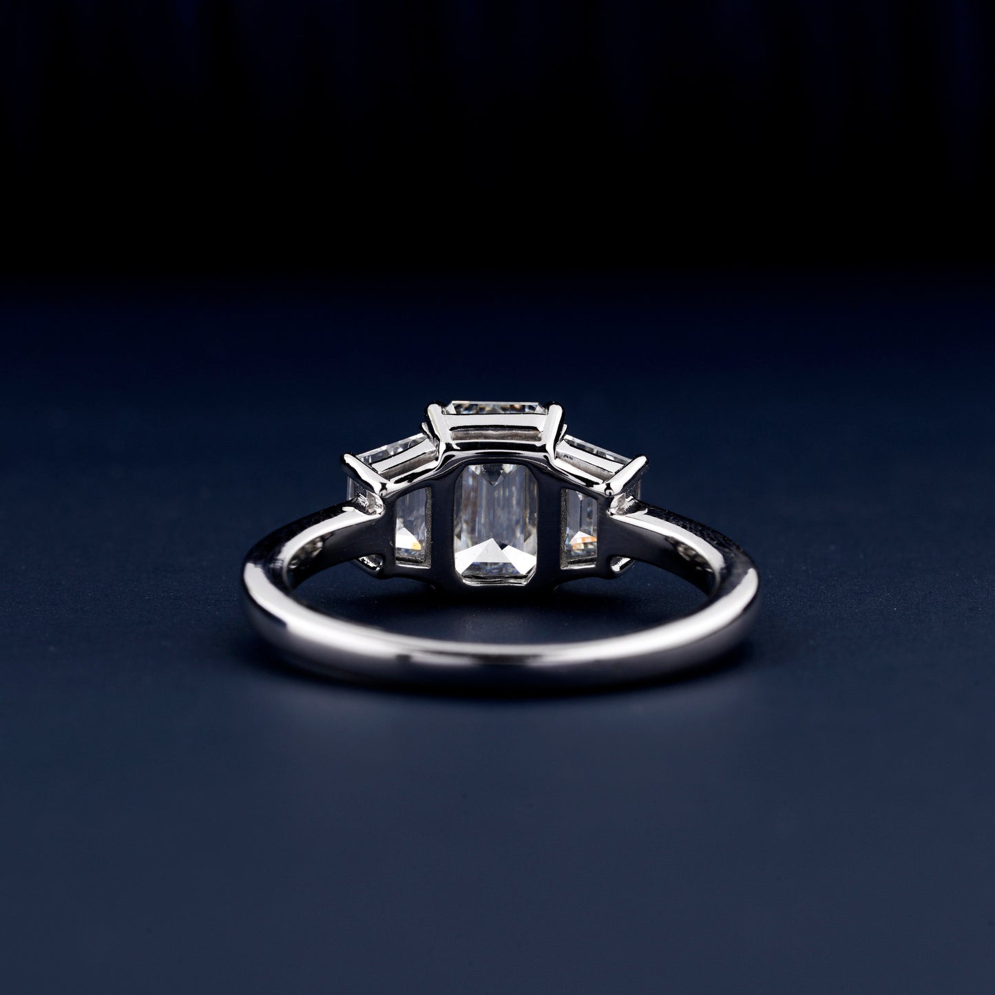 Emerald Cut Three Stone Lab Grown Diamond Engagement Ring | 1CT Anniversary Gift Ring