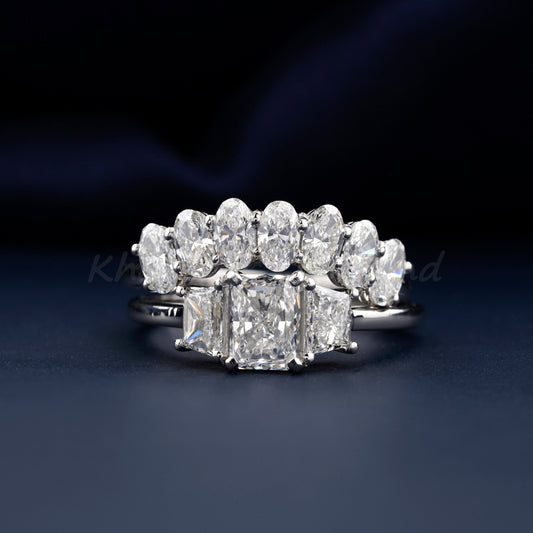 Lab Grown Diamond Bridal Ring Set – Engagement & Wedding Ring Set Gift for Her