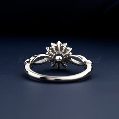IGI Certified Round Lab Diamond Halo Engagement Ring