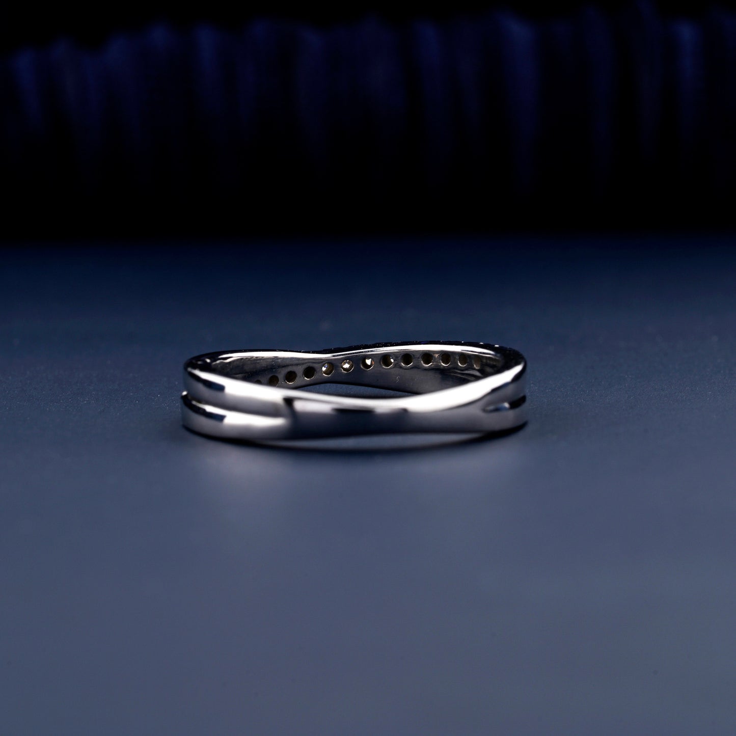 1.60mm Round Lab Grown Diamond Engagement Ring Eternity Diamond Band 14K White Gold Band Criss Cross Round Wedding Band X Diamond Ring