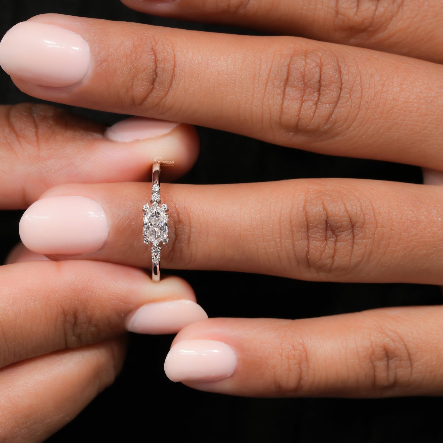 East West Dutch Marquise Lab Diamond Engagement Ring For Her