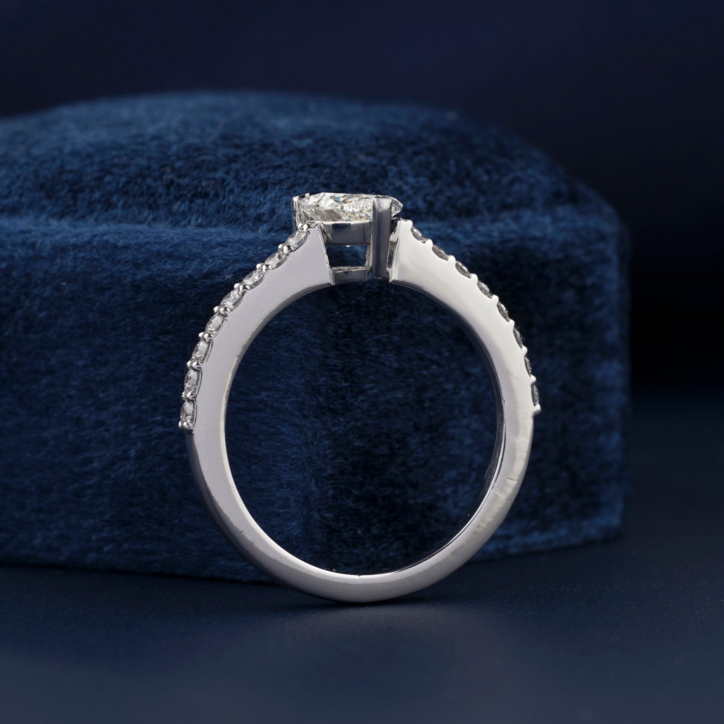 1CT Pear Lab Diamond Engagement Ring – Pave Setting