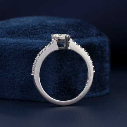 1CT Pear Lab Diamond Engagement Ring – Pave Setting