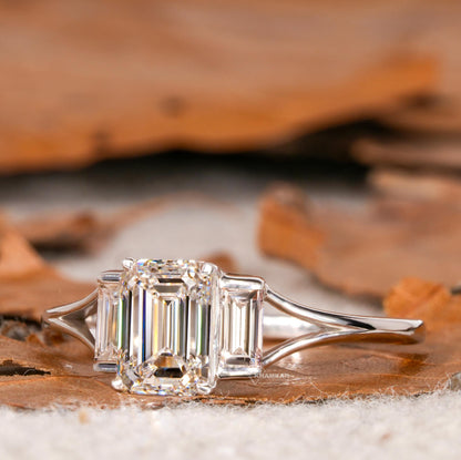 1.20 TCW Emerald Cut Lab Diamond Engagement Ring For her