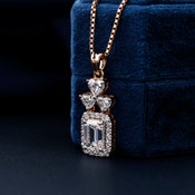 4 TCW Emerald & Heart Lab Grown Diamond Halo Pendant