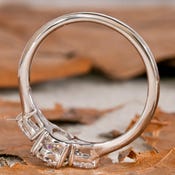 0.70 TCW Oval Lab Created Diamond Engagement Ring,Side Pear Diamonds,Three Stone Wedding Ring,Diamond Promise Ring,Gift For Her