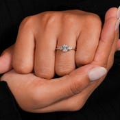 0.70 TCW Oval Lab Created Diamond Engagement Ring,Side Pear Diamonds,Three Stone Wedding Ring,Diamond Promise Ring,Gift For Her