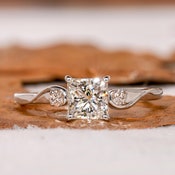 0.75CT Princess Engagement Ring,Lab Created Wedding Ring,Trilogy Diamond Ring,White Gold Ring For Women,Graduation gifts