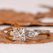 0.75CT Princess Engagement Ring,Lab Created Wedding Ring,Trilogy Diamond Ring,White Gold Ring For Women,Graduation gifts