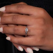 0.75CT Princess Engagement Ring,Lab Created Wedding Ring,Trilogy Diamond Ring,White Gold Ring For Women,Graduation gifts