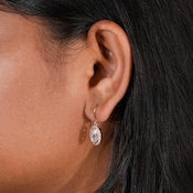 1 CT Oval Cut Lab Diamond Halo Drop Earrings for Her