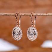 1 CT Oval Cut Lab Diamond Halo Drop Earrings for Her