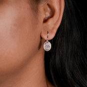1 CT Oval Cut Lab Diamond Halo Drop Earrings for Her
