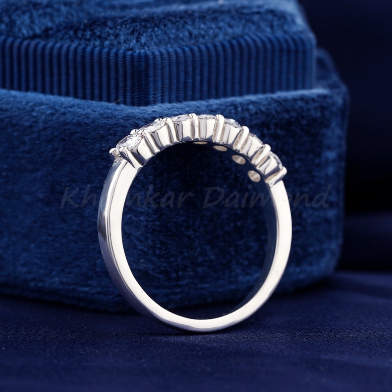 0.15 Carat Each Oval Cut Lab Grown Diamond Band,Seven Stone Gold Wedding Band,Lab Diamond Band,Anniversary Ring,Gift For Wife