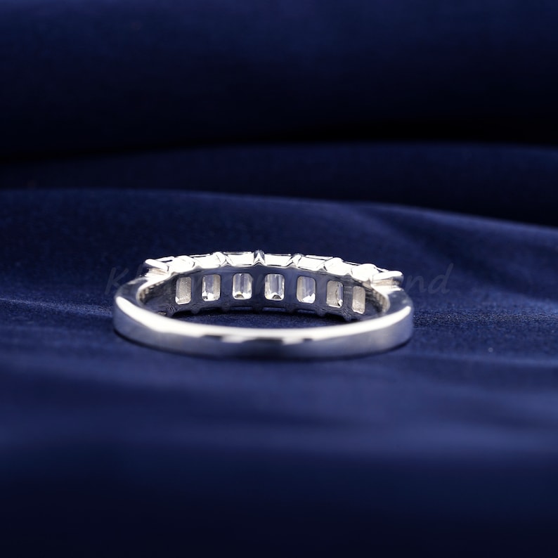 0.15 Carat Each Emerald Diamond Engagement Band Lab Grown Diamond Wedding Band Half Eternity Women's Band 7 Stone Diamond Ring promise Ring