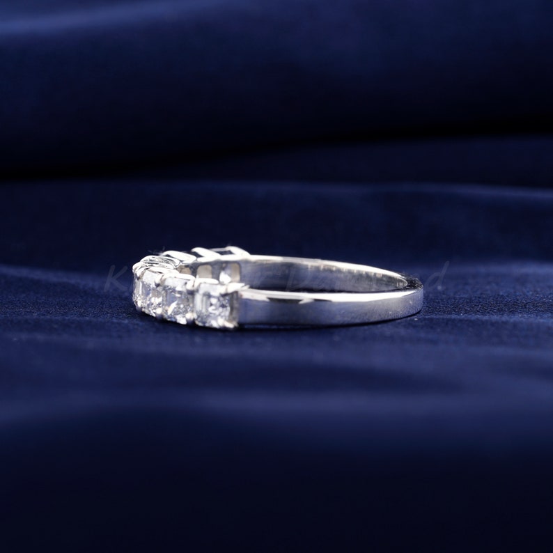 0.20 Ct Each Asscher Diamond Band Bridal Set Band 8 Stone Wedding Band Lab Grown Diamond Engagement band Anniversary Gift, Wedding Band