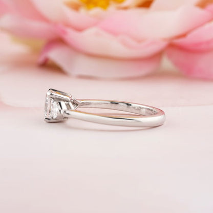 Cushion Lab Diamond Three Stone Ring Antique Style Engagement Ring
