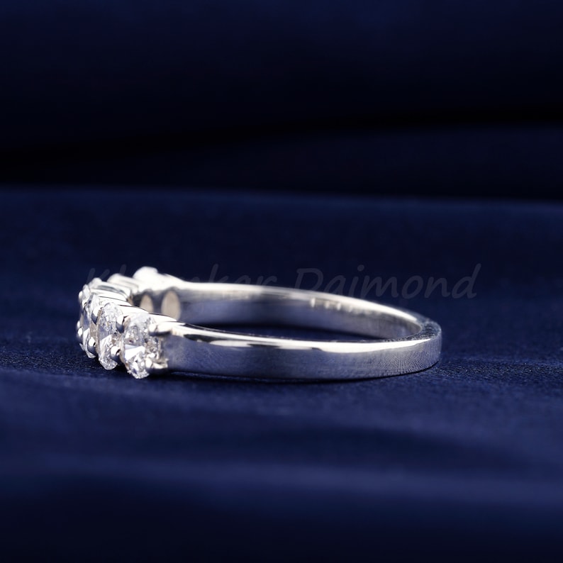 0.15 Carat Each Oval Cut Lab Grown Diamond Band,Seven Stone Gold Wedding Band,Lab Diamond Band,Anniversary Ring,Gift For Wife