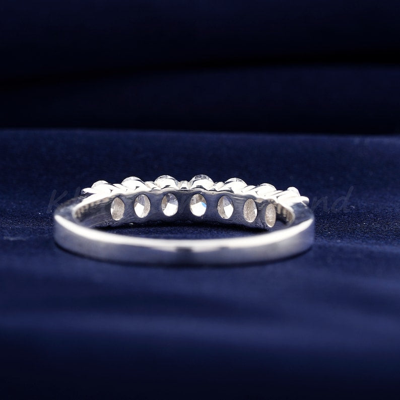 0.15 Carat Each Oval Cut Lab Grown Diamond Band,Seven Stone Gold Wedding Band,Lab Diamond Band,Anniversary Ring,Gift For Wife