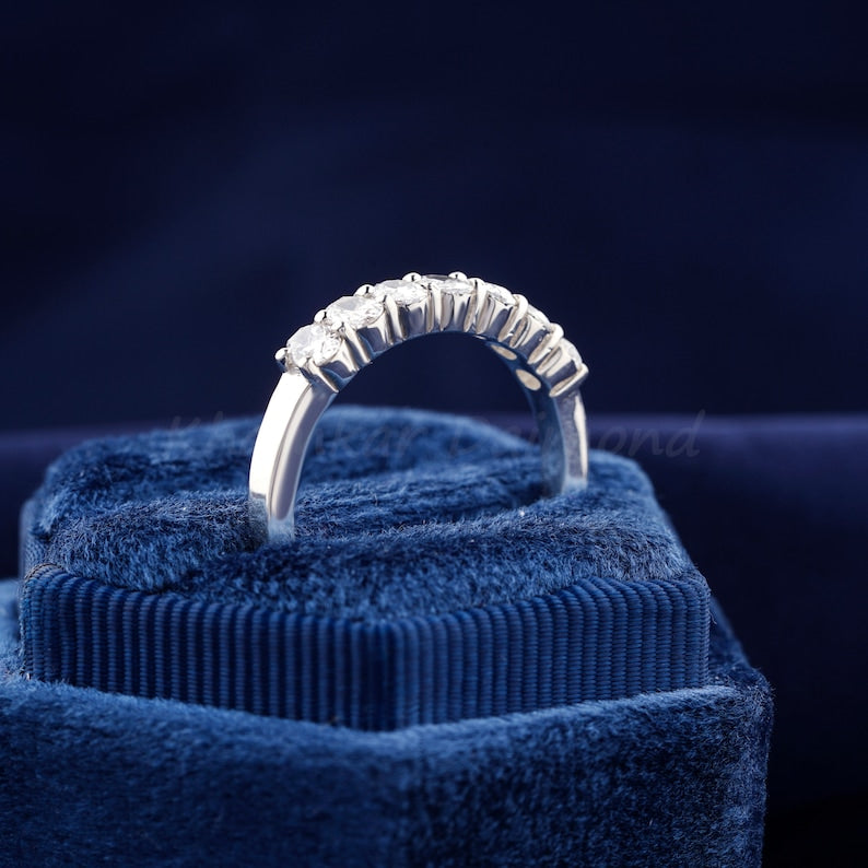 0.15 Carat Each Oval Cut Lab Grown Diamond Band,Seven Stone Gold Wedding Band,Lab Diamond Band,Anniversary Ring,Gift For Wife