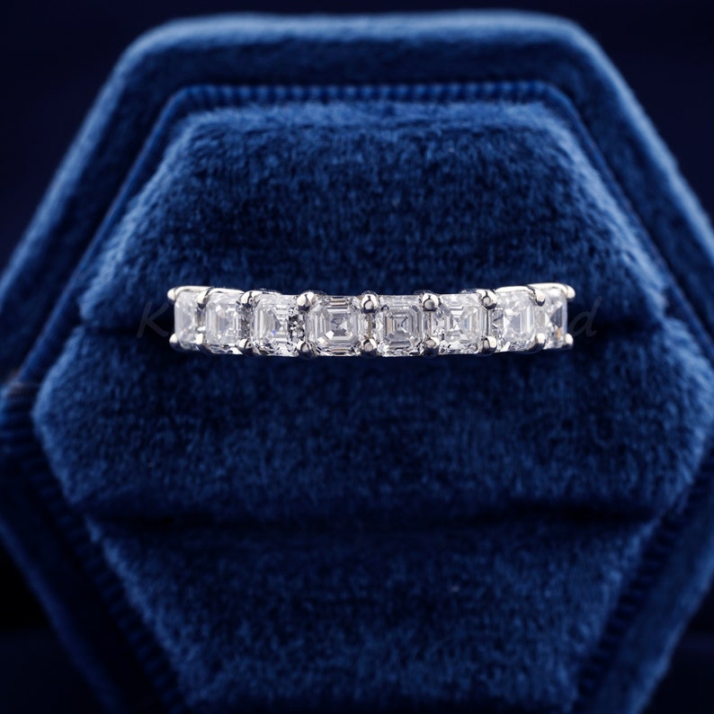 0.20 Ct Each Asscher Diamond Band Bridal Set Band 8 Stone Wedding Band Lab Grown Diamond Engagement band Anniversary Gift, Wedding Band