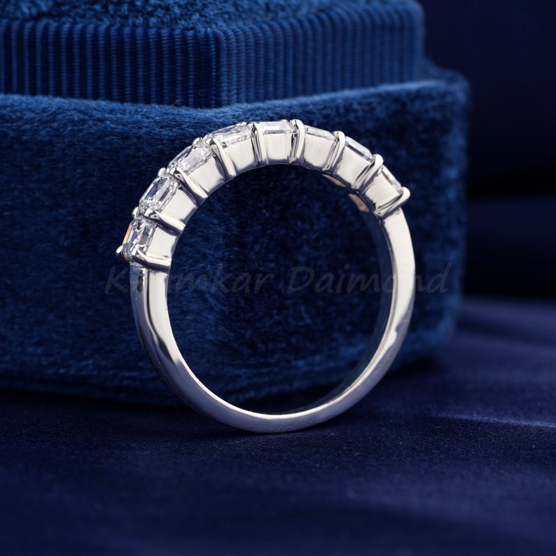 0.20 Ct Each Asscher Diamond Band Bridal Set Band 8 Stone Wedding Band Lab Grown Diamond Engagement band Anniversary Gift, Wedding Band