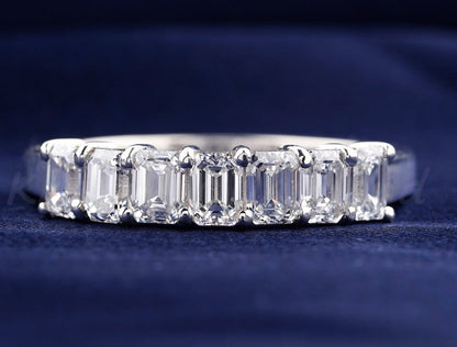 Emerald Cut Lab  Diamond Half Eternity Band – 0.15 CT Each