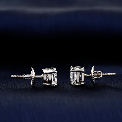 2 CT Cushion Cut Lab Diamond Stud Earrings – 14K Gold
