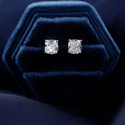 2 CT Cushion Cut Lab Diamond Stud Earrings – 14K Gold