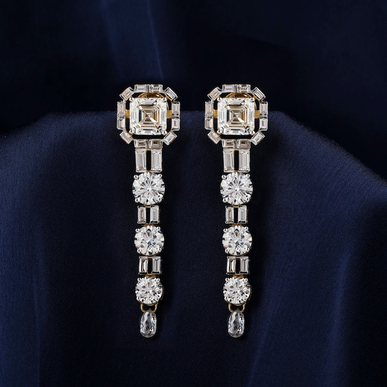 Bridal Diamond Necklace/ Round-Emerald Lab Grown Diamond Necklace/ Wedding Diamond Necklace For Bride/ 14K White Gold Diamond Necklace