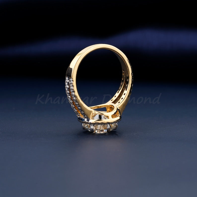 Round Cut Diamond Engagement Ring,2 CT Lab Grown Diamond Ring,Lab Created Diamond Wedding Ring,Split Shank Ring,Halo Ring,Anniversary Gift