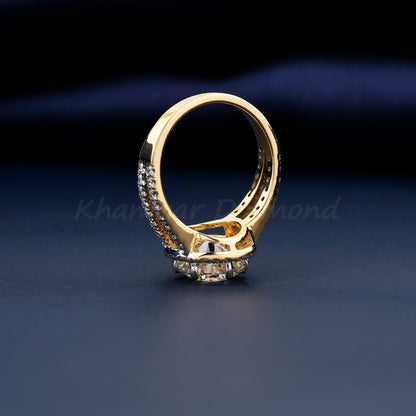 2 CT Round Lab  Diamond Halo Ring – Yellow Gold Engagement Ring