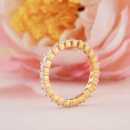 Marquise Lab Diamond Eternity Band – Yellow Gold Wedding Ring