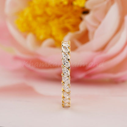 Marquise Lab Diamond Eternity Band – Yellow Gold Wedding Ring