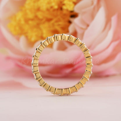Marquise Lab Diamond Eternity Band – Yellow Gold Wedding Ring