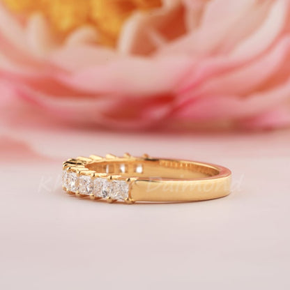 Princess Cut Lab Grown Diamond Half Eternity Wedding Band – Solid Gold