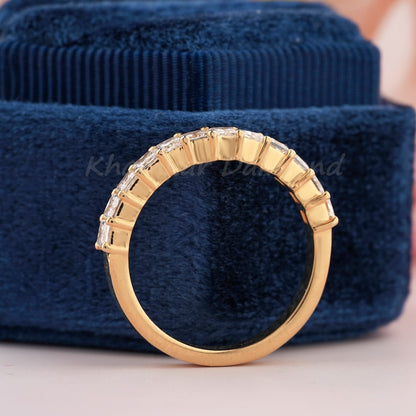 Princess Cut Lab Grown Diamond Half Eternity Wedding Band – Solid Gold