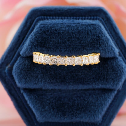 Princess Cut Lab Grown Diamond Half Eternity Wedding Band – Solid Gold