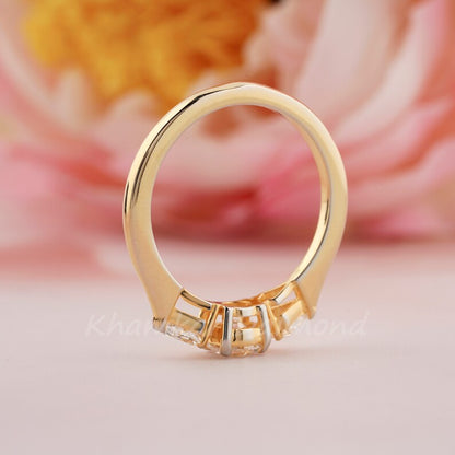 Round Lab Diamond Three Stone Engagement Ring