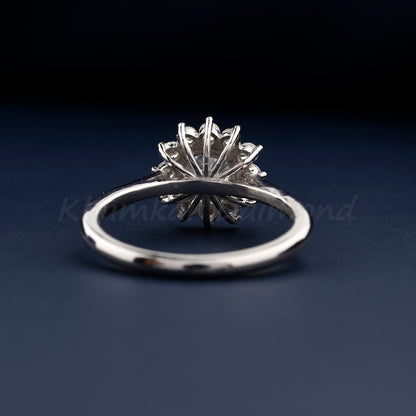 Cushion Cut Solitaire Lab Diamond Ring Halo Engagement Ring for Her
