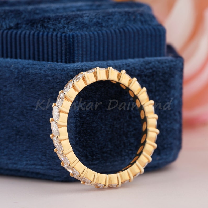 1.25 CT Marquise Cut Full Eternity Band Lab Diamond For Wedding Band Conflict Free Diamond Women's Band Loose Diamond For Stackable Band