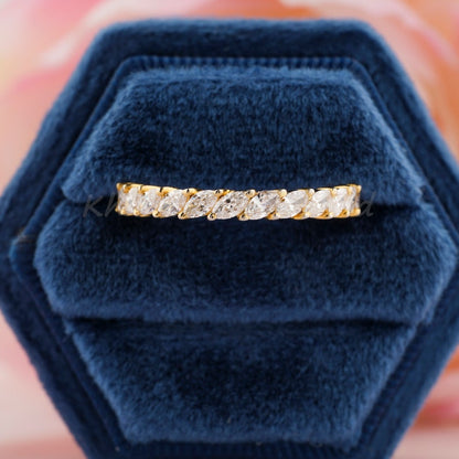 Marquise Lab Diamond Eternity Band – Yellow Gold Wedding Ring