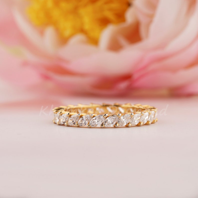 1.25 CT Marquise Cut Full Eternity Band Lab Diamond For Wedding Band Conflict Free Diamond Women's Band Loose Diamond For Stackable Band