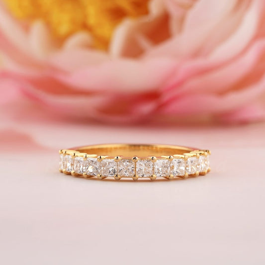 0.10 Ct Each Princess Cut Half Eternity Band Lab Diamond For Wedding Band Stackable Band For Anniversary Gift 100% Conflict Free Diamond