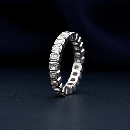 Emerald Cut Lab Diamond Bezel Set Eternity Band