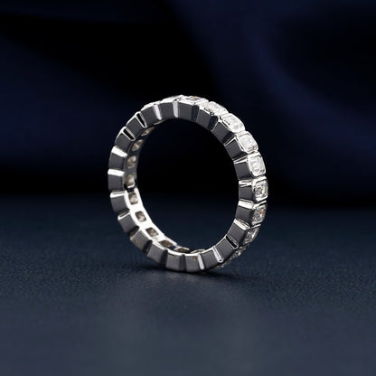 Emerald Cut Lab Diamond Bezel Set Eternity Band