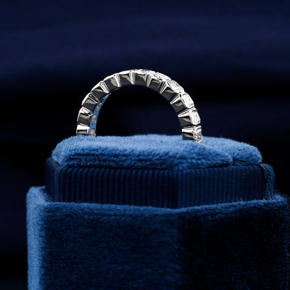 Emerald Cut Lab Diamond Bezel Set Eternity Band