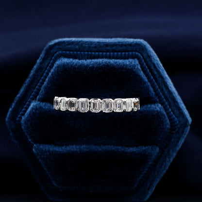Emerald Cut Lab Diamond Bezel Set Eternity Band