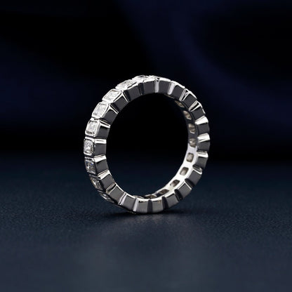 Emerald Cut Lab Diamond Bezel Set Eternity Band