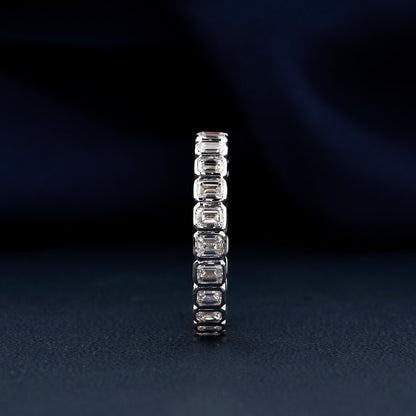 Emerald Cut Lab Diamond Bezel Set Eternity Band